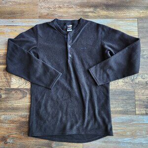 Vintage Patagonia Made in USA Capilene Fleece Henley Shirt 3/4 Snap Black